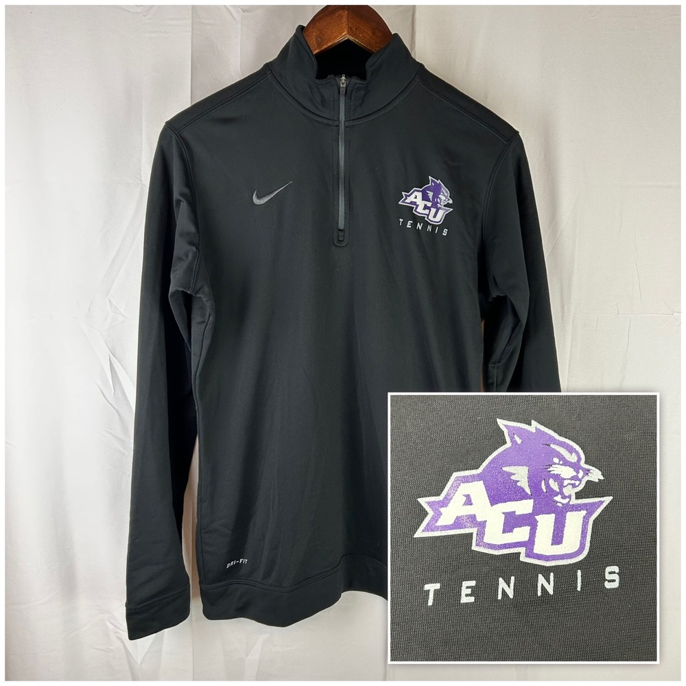 Nike Abilene Christian Wildcats Pullover Women M Black ACU Tennis 1/4 Zip DriFIT